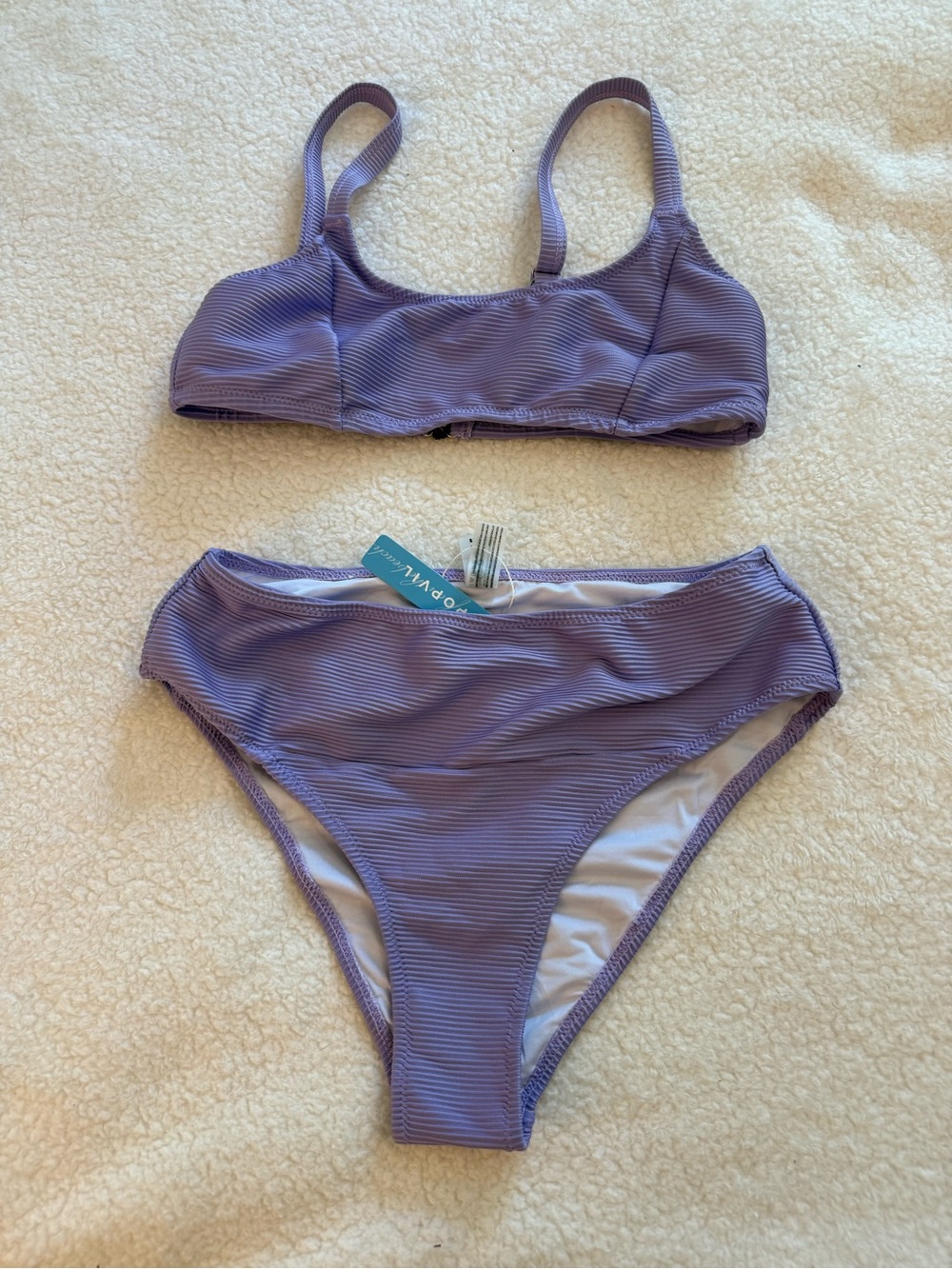 POPVIL Lavender Ribbed Bikini Top, medium